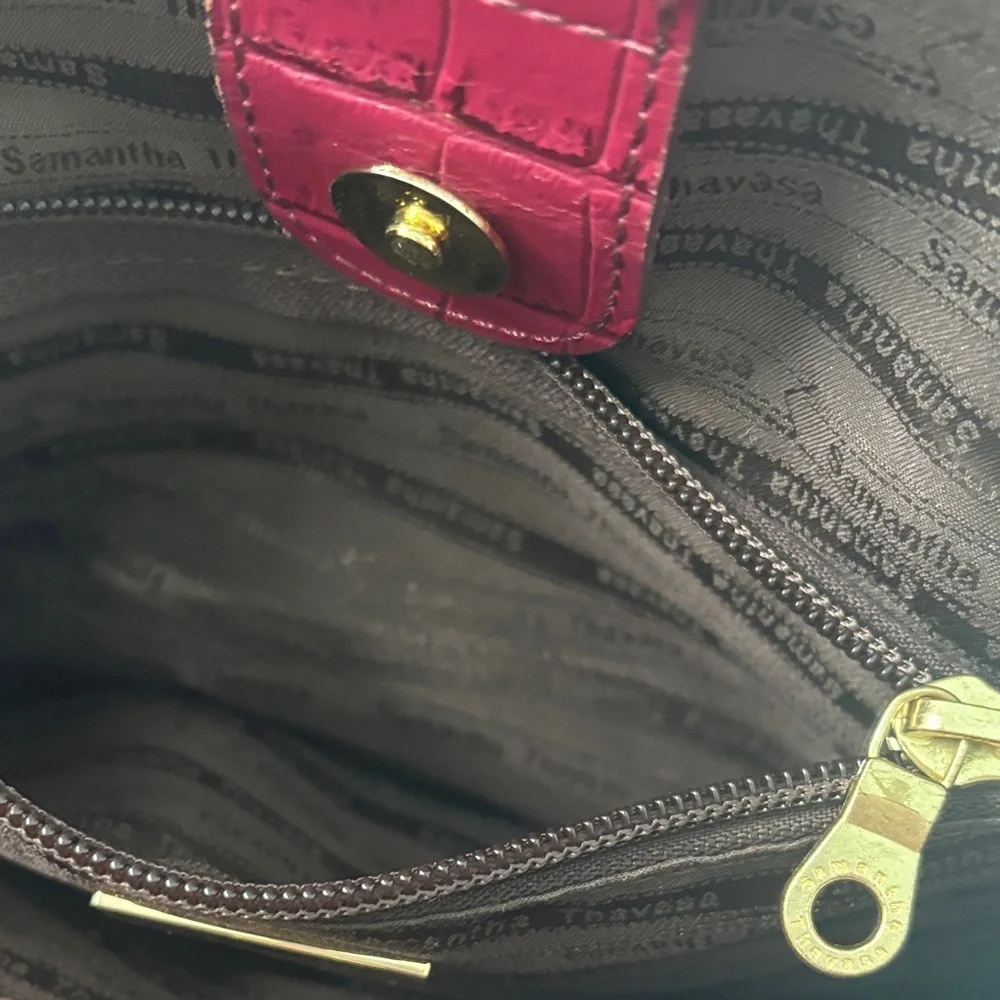 Samantha Thavasa Red Croc-Embossed Satchel